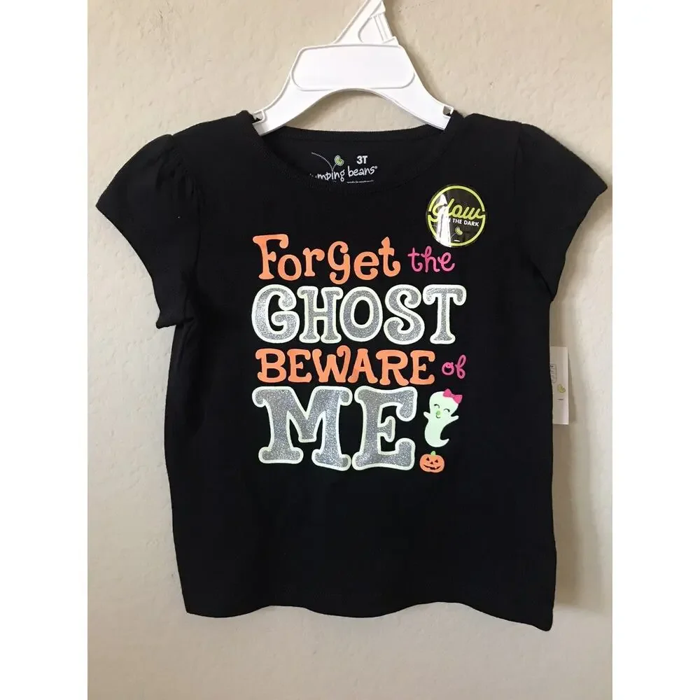 Jumping Beans Black Pumpkin Ghost Glow In The Dark Short Sleeve Top Size 3T